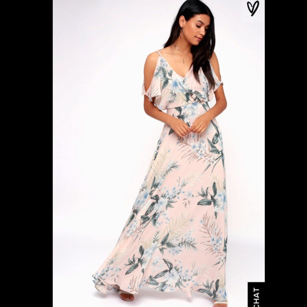 Pink floral maxi dress